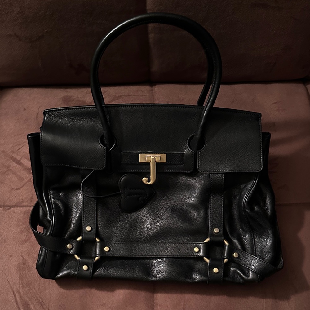 Juicy Couture Black Leather Handbag with Gold Accents